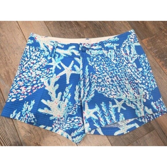 Lilly Pulitzer  Callahan Shorts Sz 4 Brewster Blue Good Reef Starfish B13 - Picture 1 of 12